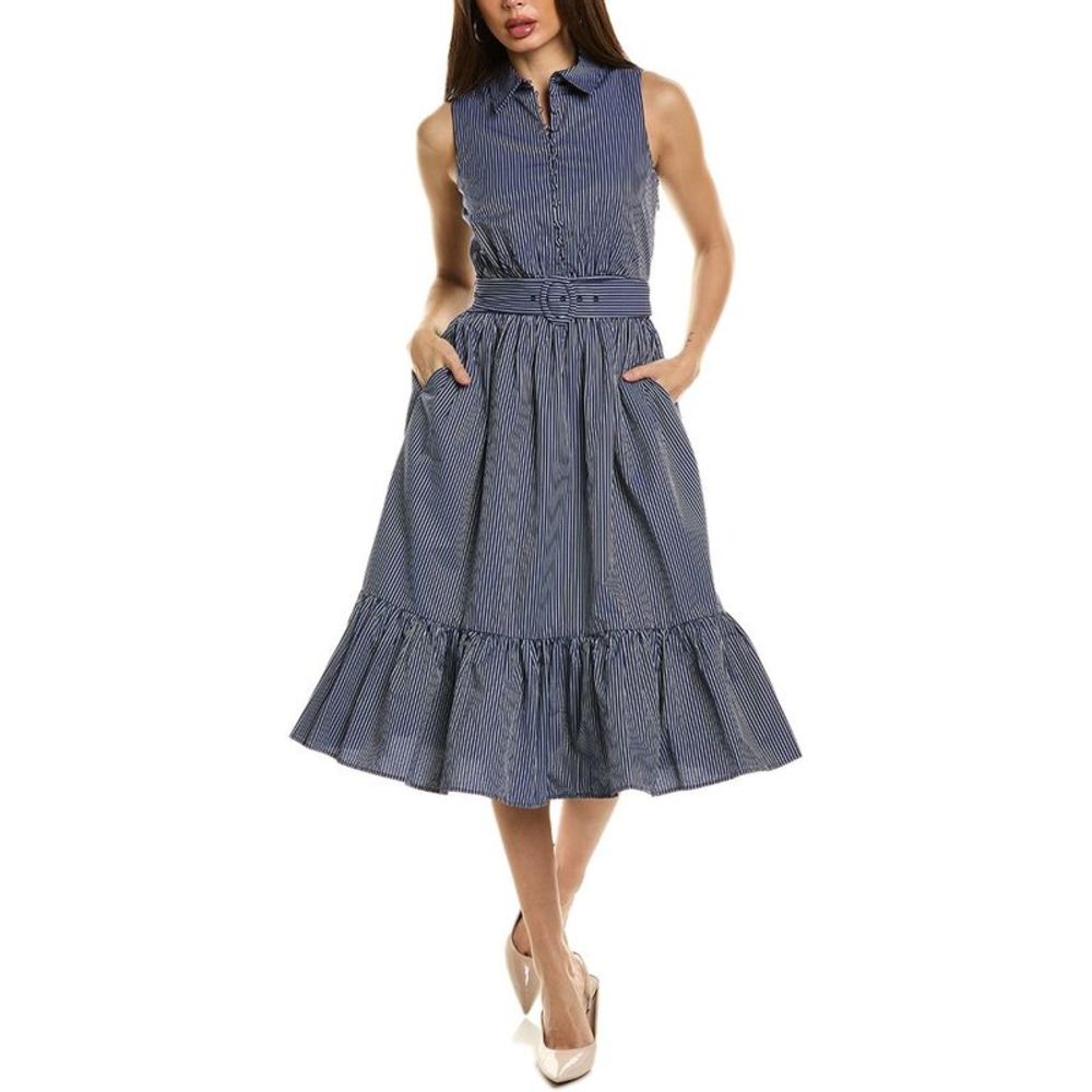 Elie Tahari The Amanda Stripe Belted Dress